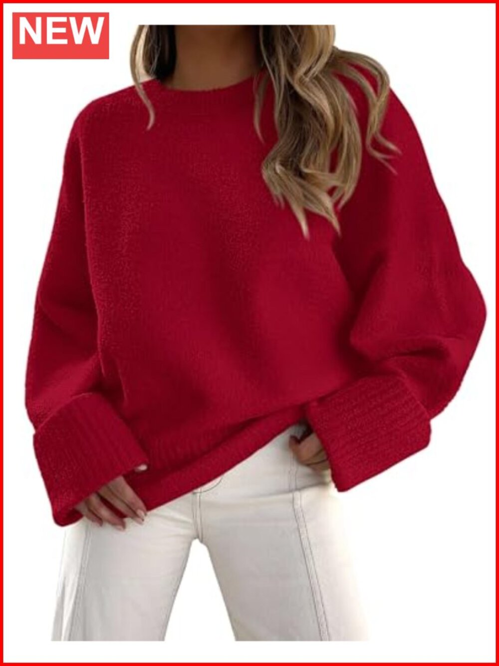 Oversized Fuzzy Crewneck Pullover Sweater Chunky Knit Fall Winter